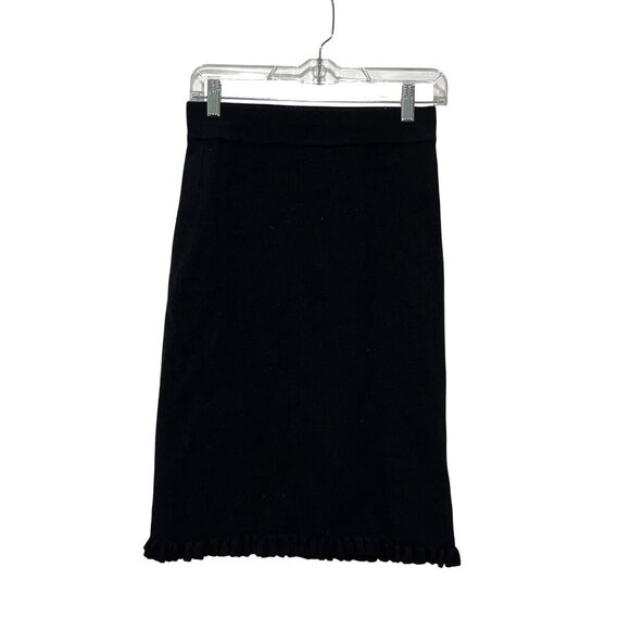Saks Fifth Avenue Black Knit Skirt With Fringe Hem Women's Size 6 - Picture 1 of 11